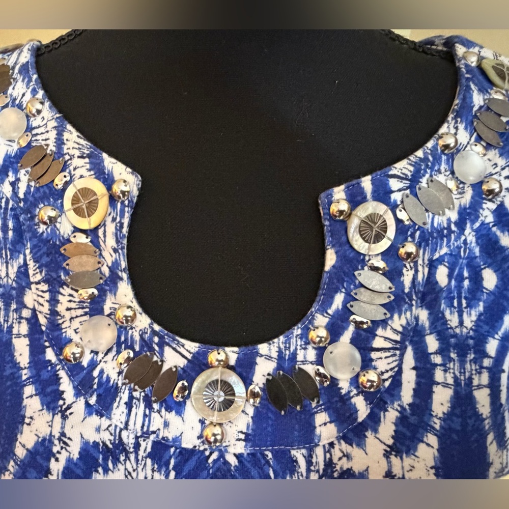 Ruby Rd. Blue and White Swirl Pattern Blouse - Picture 2 of 5